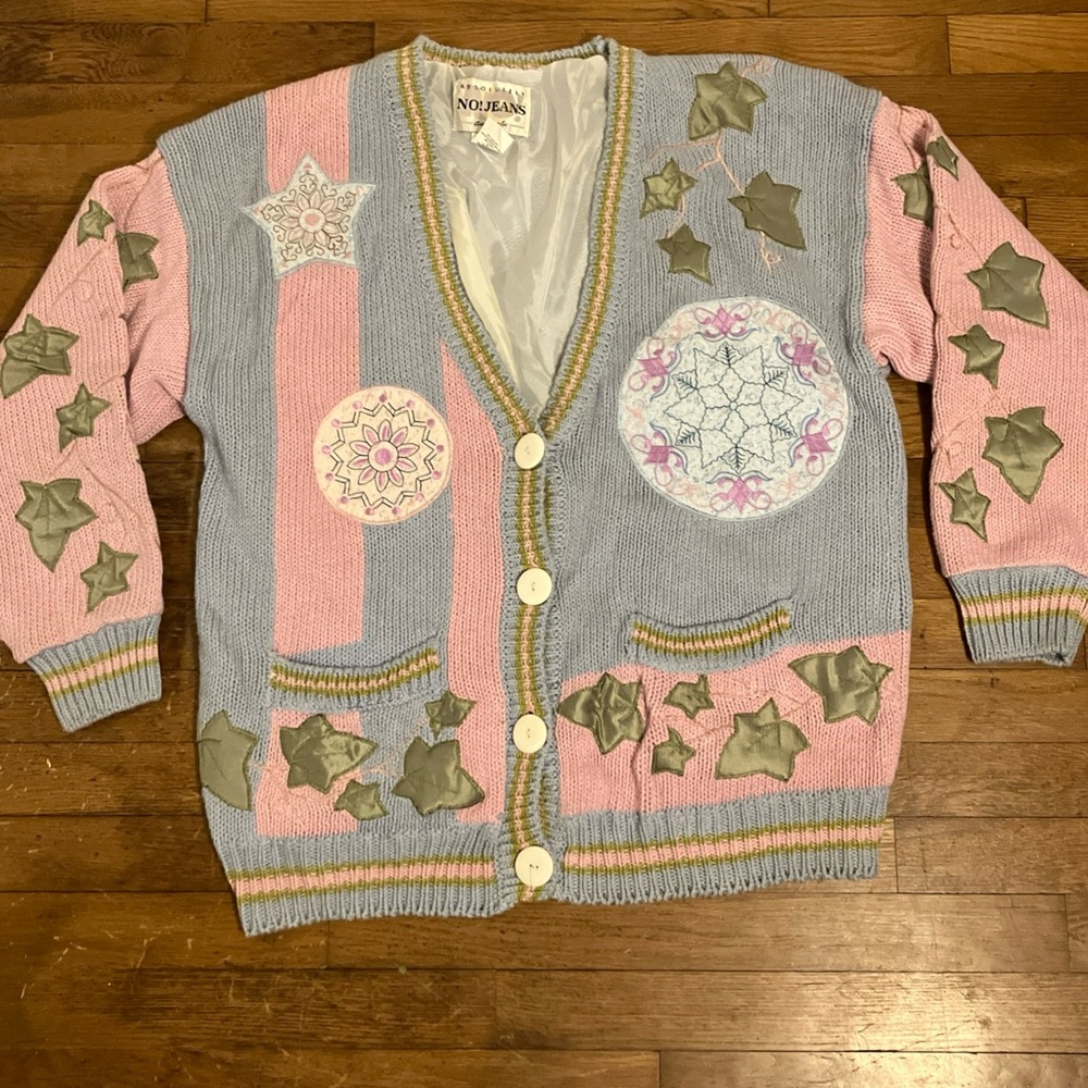 Vintage Absolutely No! JeansPastel Pink and Blue Women's Sweater
